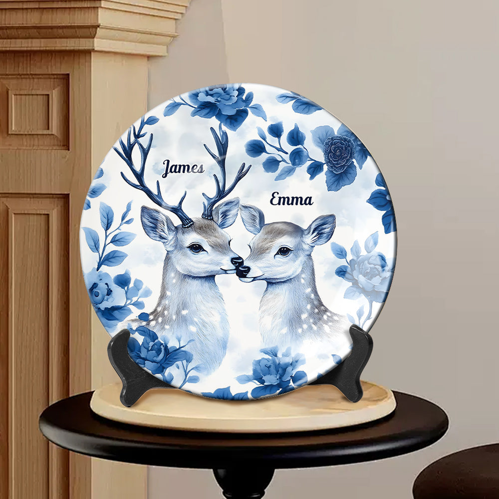 Hunting Couple - Personalized Hunting Ceramic Round Plate