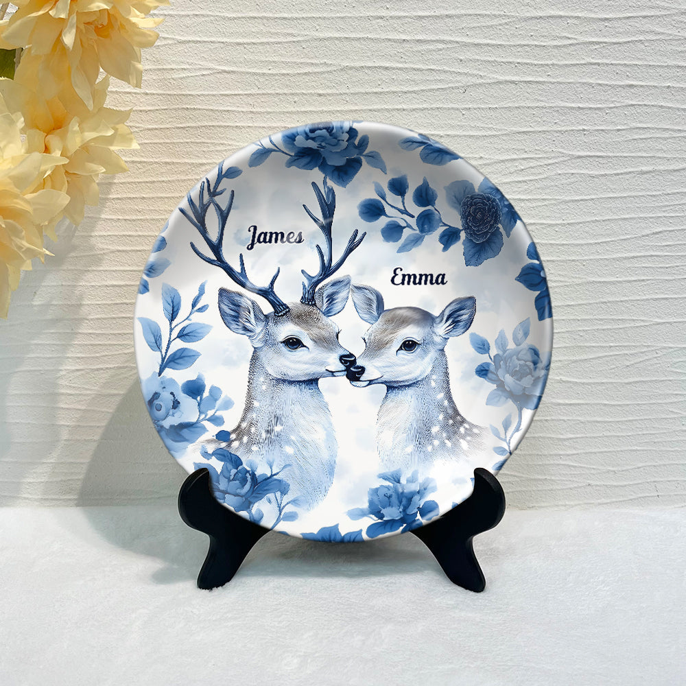 Hunting Couple - Personalized Hunting Ceramic Round Plate