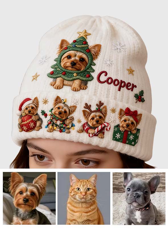 Merry Christmas - Personalized Dog Beanie Hat