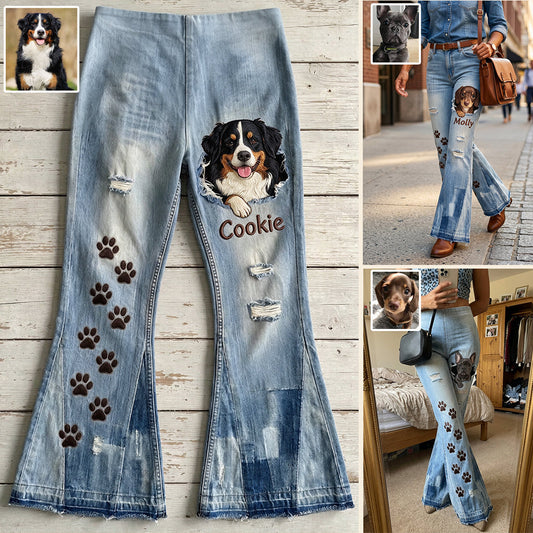 Pantalons Flare Personnalisés - Chien Mignon