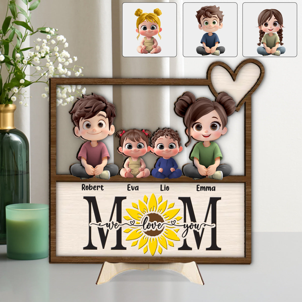 We Love You - Personalized Mother 2 Layered Wood Sign / Wood Plaque