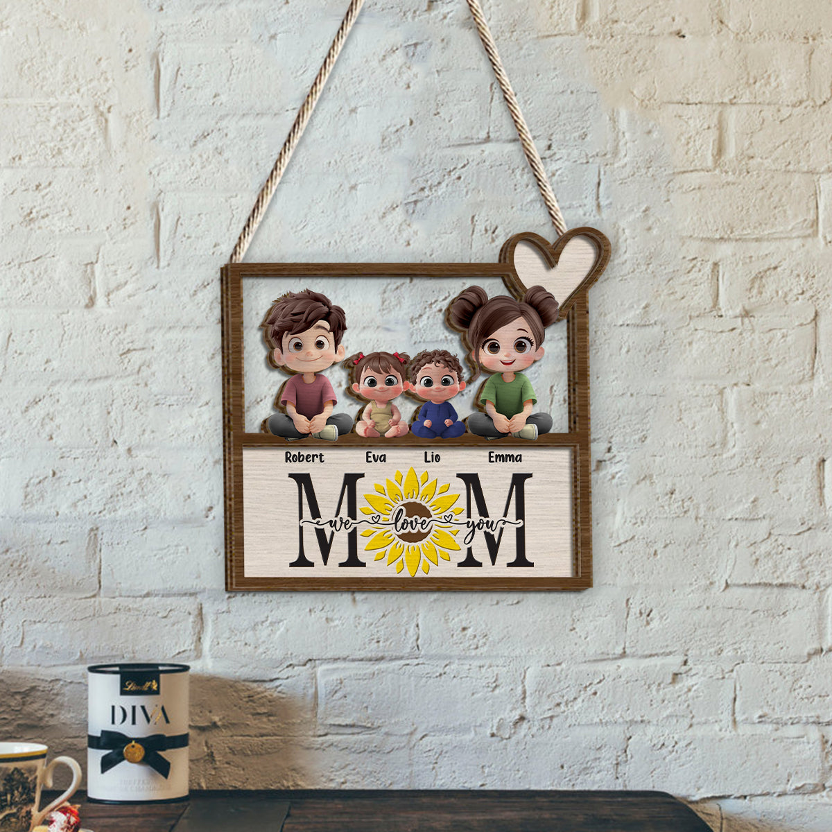 We Love You - Personalized Mother 2 Layered Wood Sign / Wood Plaque
