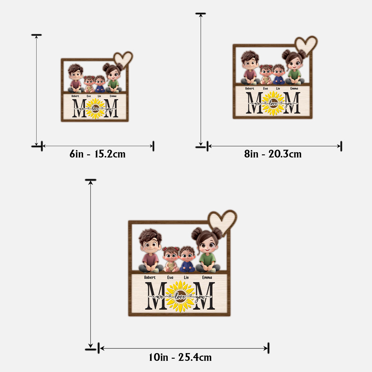 We Love You - Personalized Mother 2 Layered Wood Sign / Wood Plaque