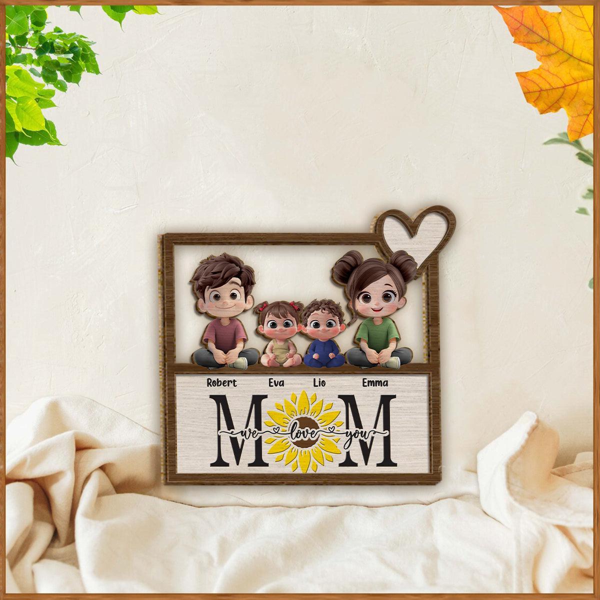 We Love You - Personalized Mother 2 Layered Wood Sign / Wood Plaque