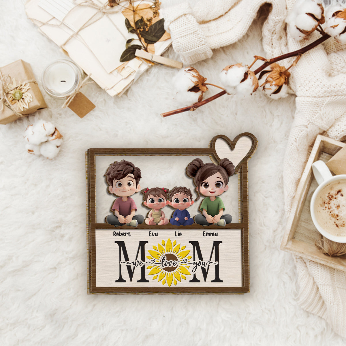 We Love You - Personalized Mother 2 Layered Wood Sign / Wood Plaque