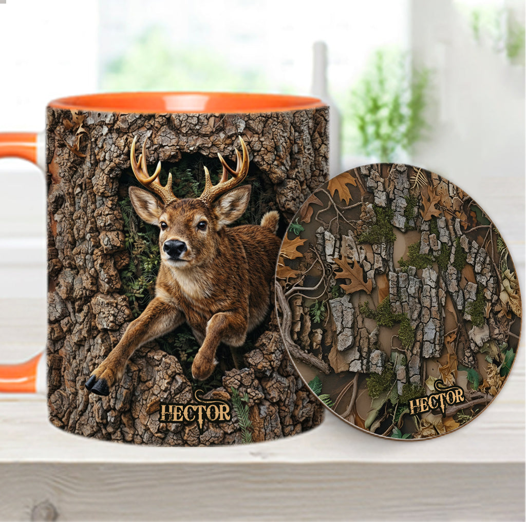 Chasse au cerf, cadeau pour chasseur - Mug et sous-verre personnalisés sur le thème de la chasse