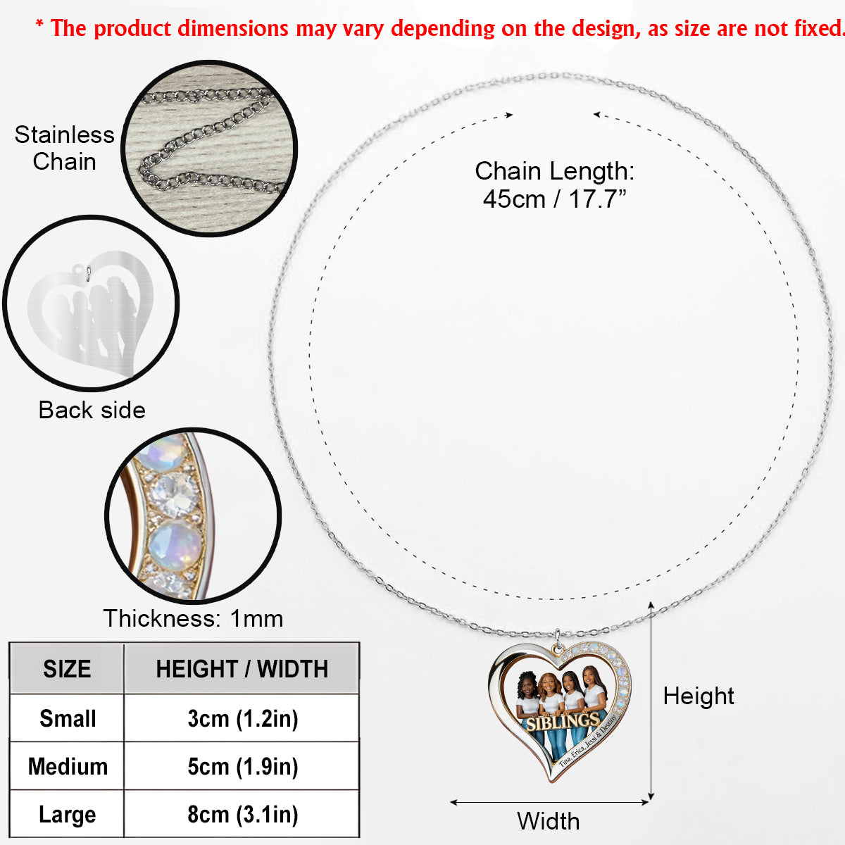 Custom Any Photo Gift For Sister - Personalized Sister Shaped Metal Pendant Necklace