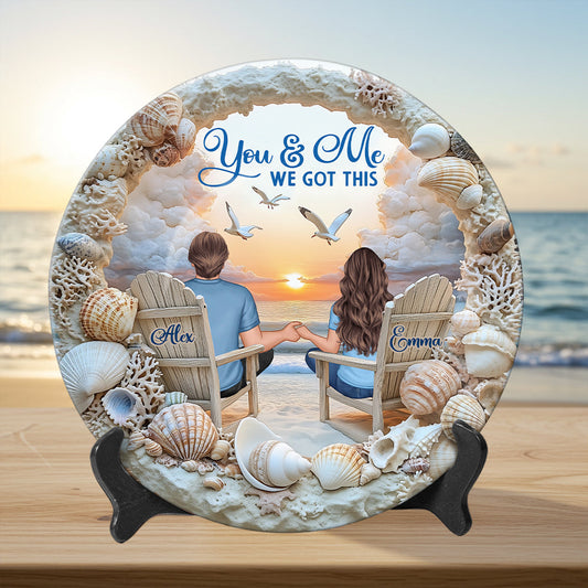 Toi et moi, on gère ça - Assiette ronde en céramique personnalisée pour couple