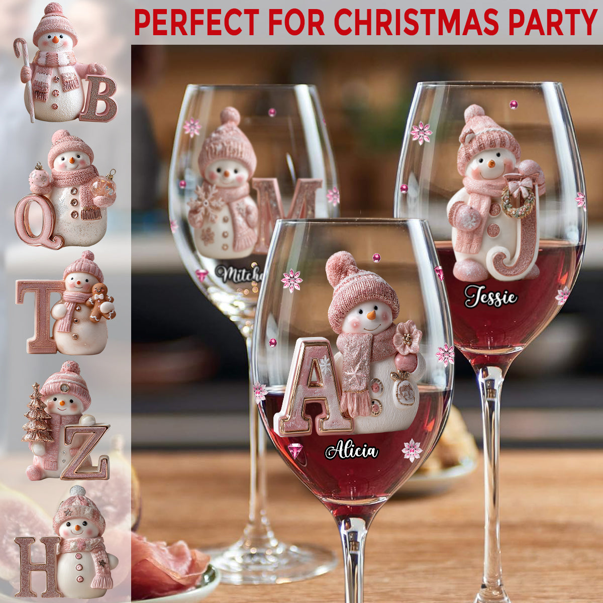 Joyeux Noël - Verre à vin familial personnalisé à longue tige