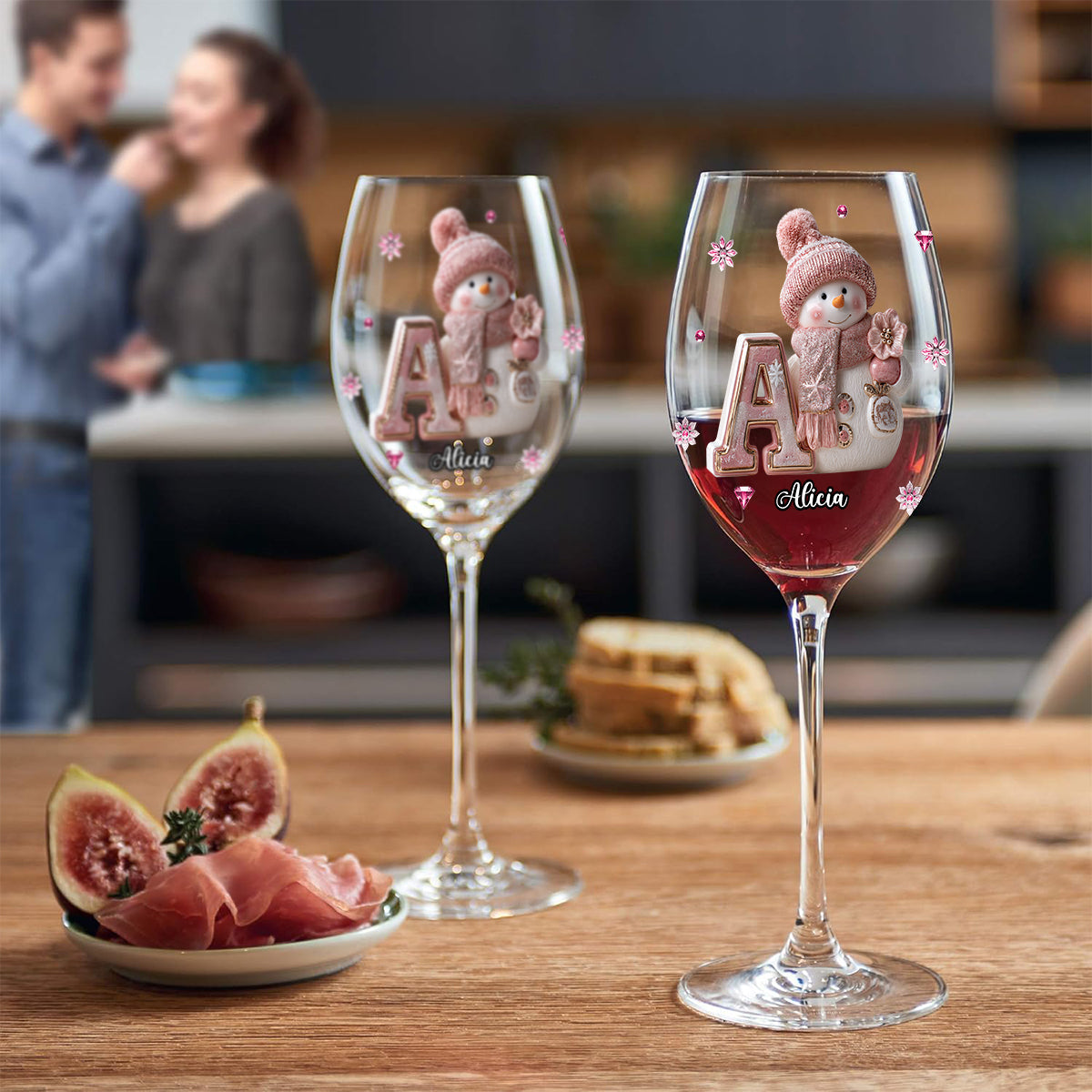 Joyeux Noël - Verre à vin familial personnalisé à longue tige