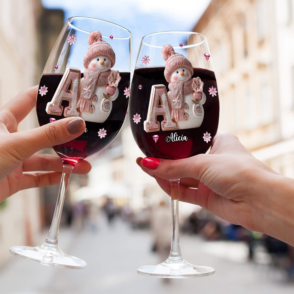 Joyeux Noël - Verre à vin familial personnalisé à longue tige