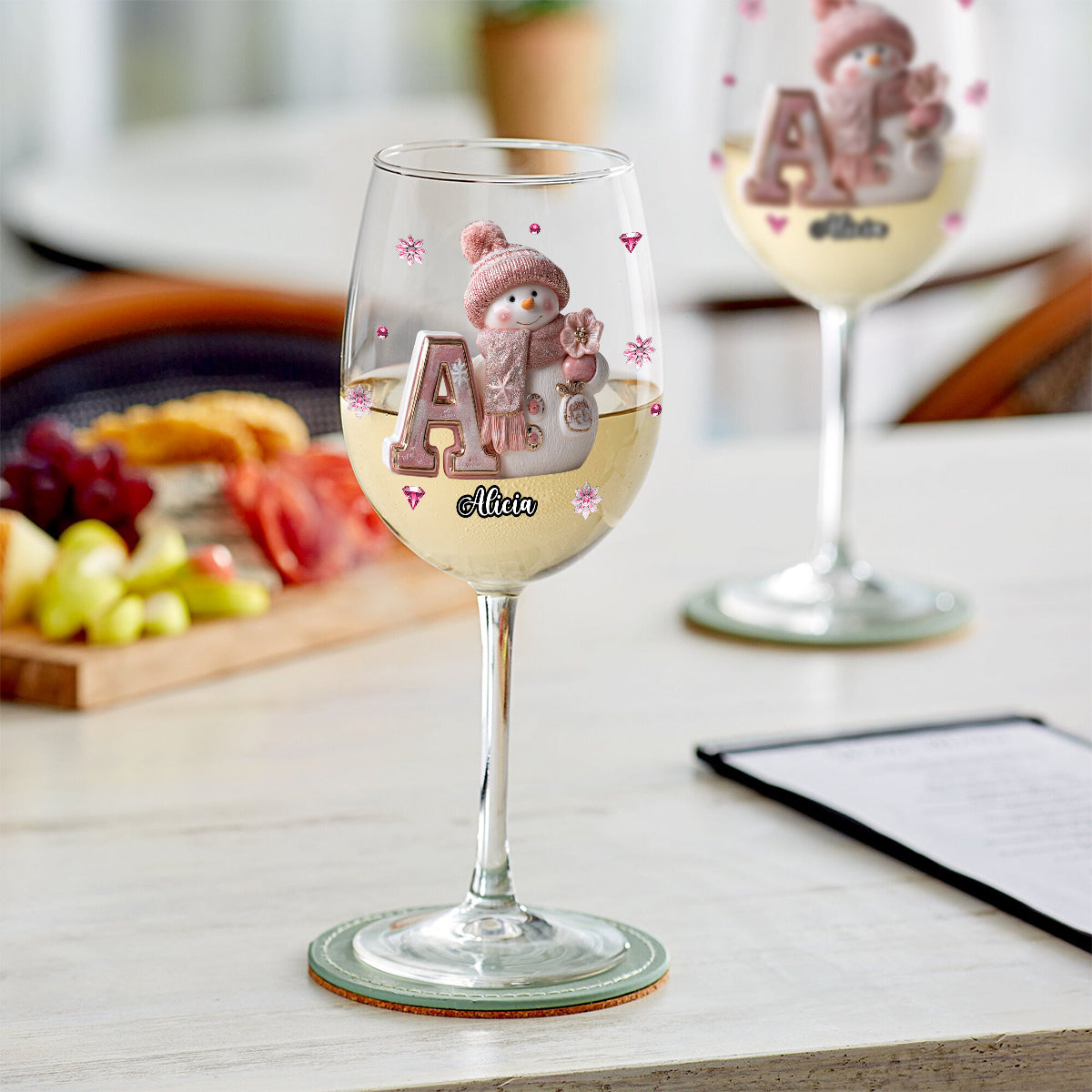 Joyeux Noël - Verre à vin familial personnalisé à longue tige