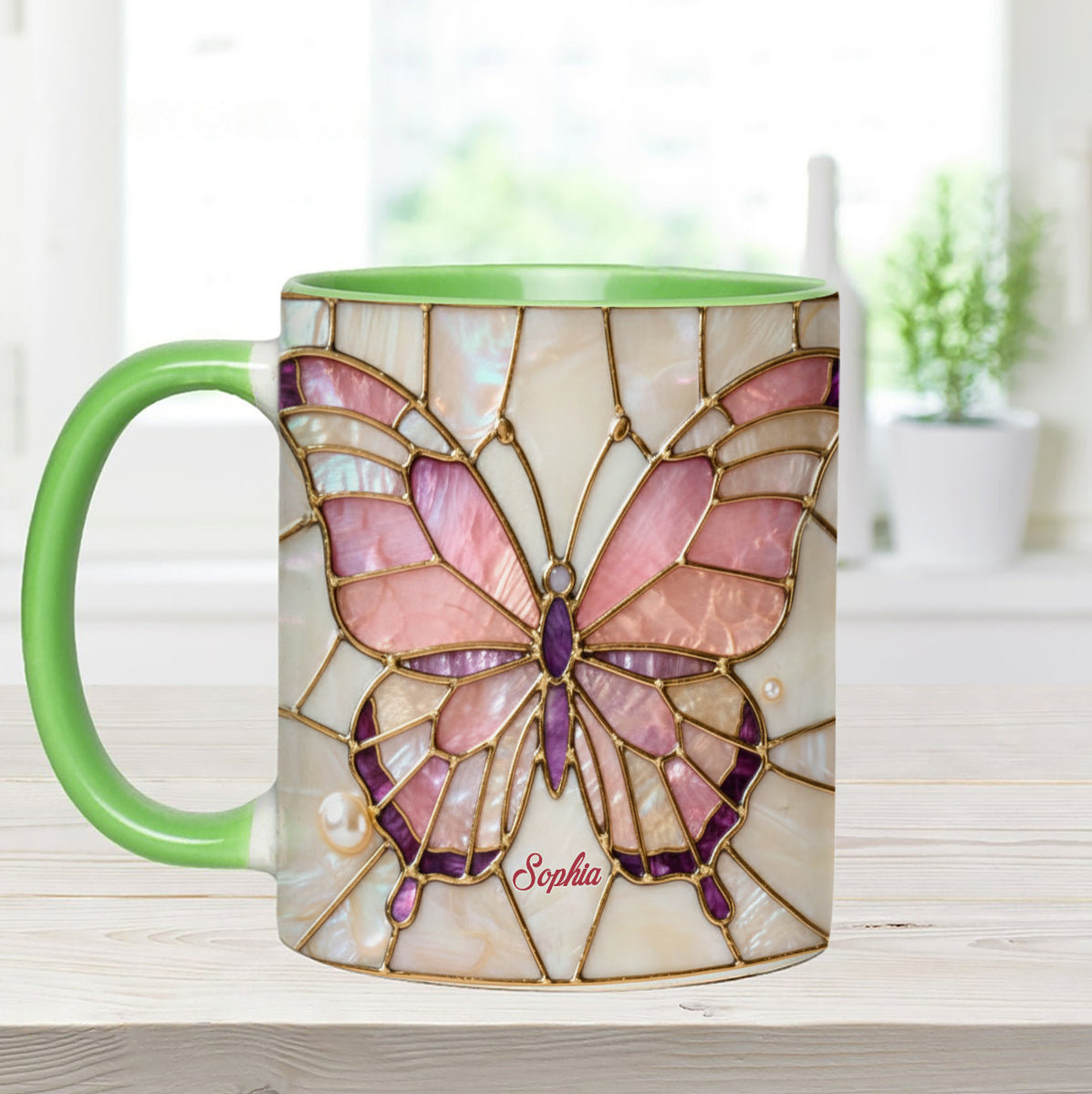 Love Butterflies - Personalized Butterfly Set Accent Mug with Acrylic Stirrers