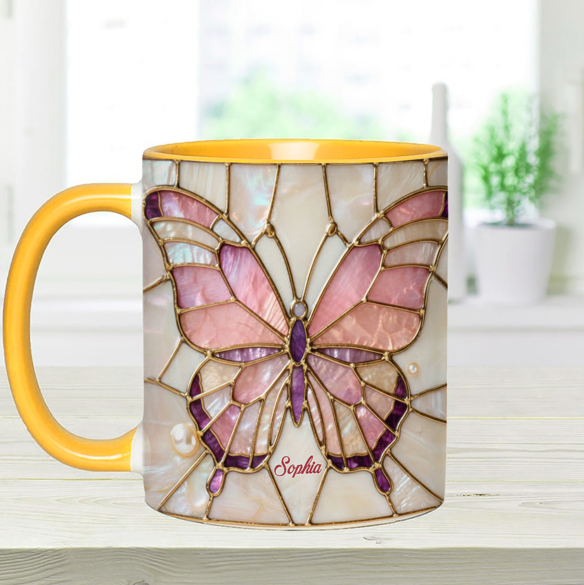 Love Butterflies - Personalized Butterfly Set Accent Mug with Acrylic Stirrers
