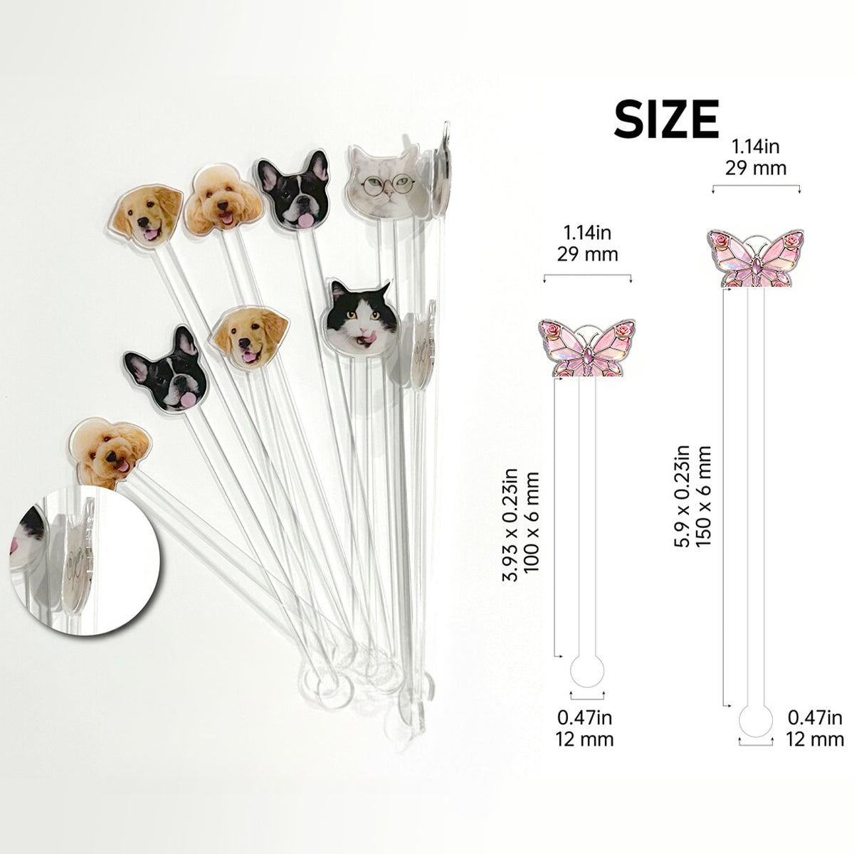 Love Butterflies - Personalized Butterfly Set Accent Mug with Acrylic Stirrers