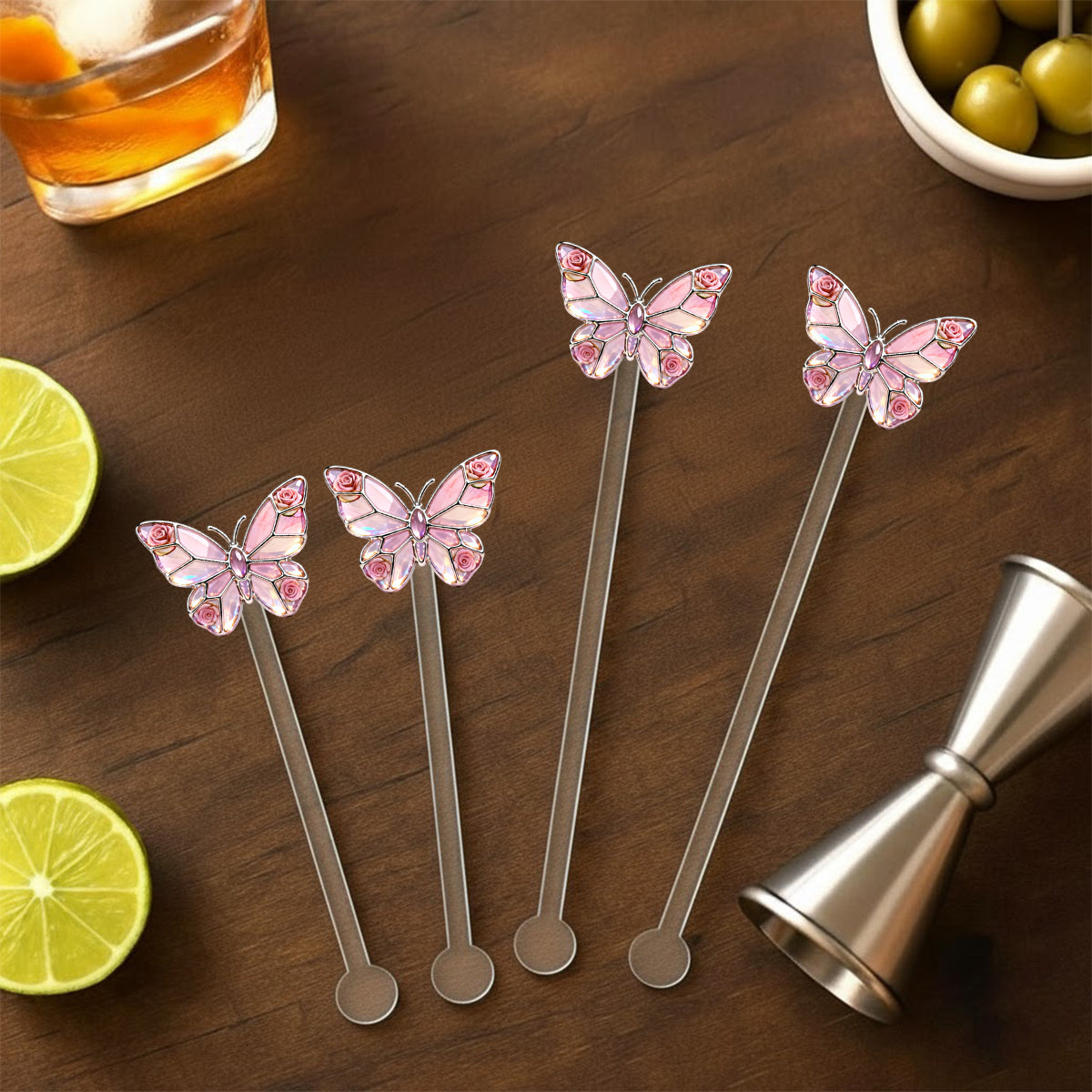 Love Butterflies - Personalized Butterfly Set Accent Mug with Acrylic Stirrers