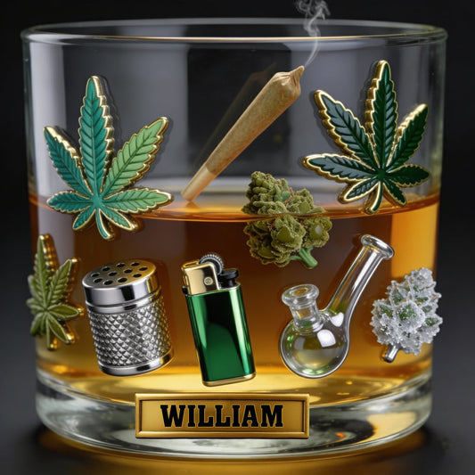 Feuilles de magie verte - Verre à whisky au cannabis personnalisé