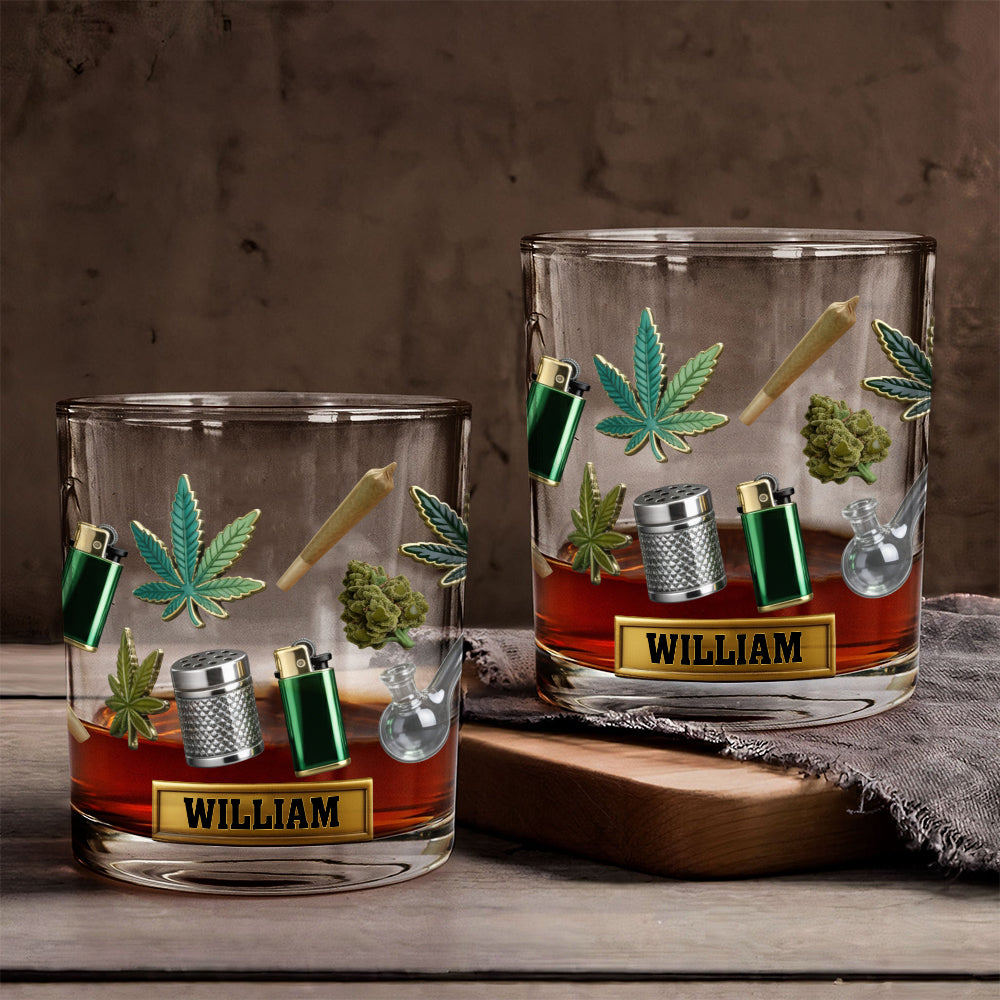 Feuilles de magie verte - Verre à whisky au cannabis personnalisé