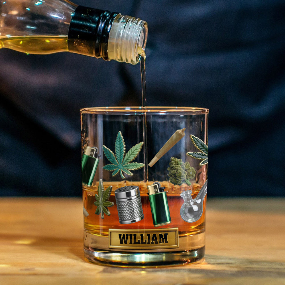 Feuilles de magie verte - Verre à whisky au cannabis personnalisé