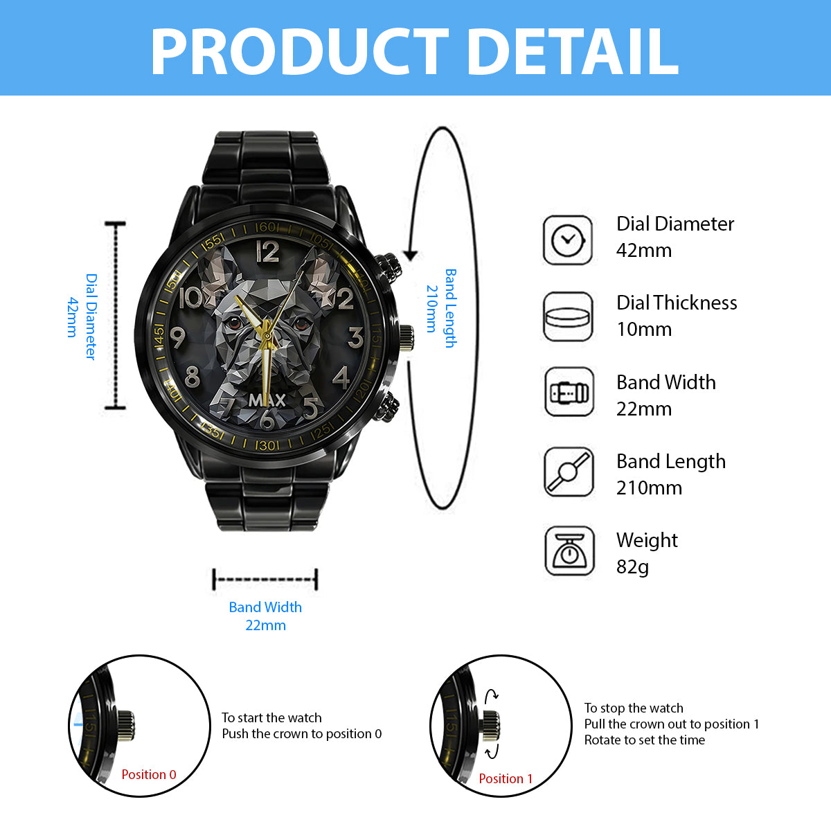 Montre personnalisée Bouledogue français - Montre à main Bouledogue français stylée
