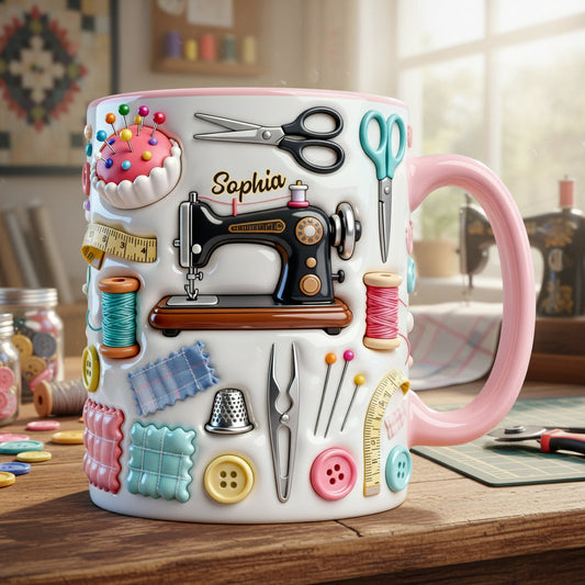 Love Sewing - Personalized Sewing Accent Mug & Coaster