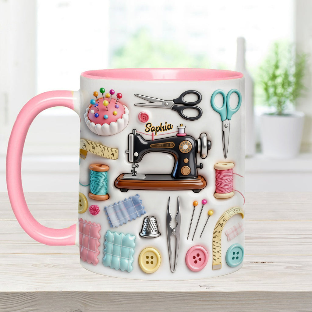 J'adore coudre - Mug et sous-verre personnalisés sur le thème de la couture