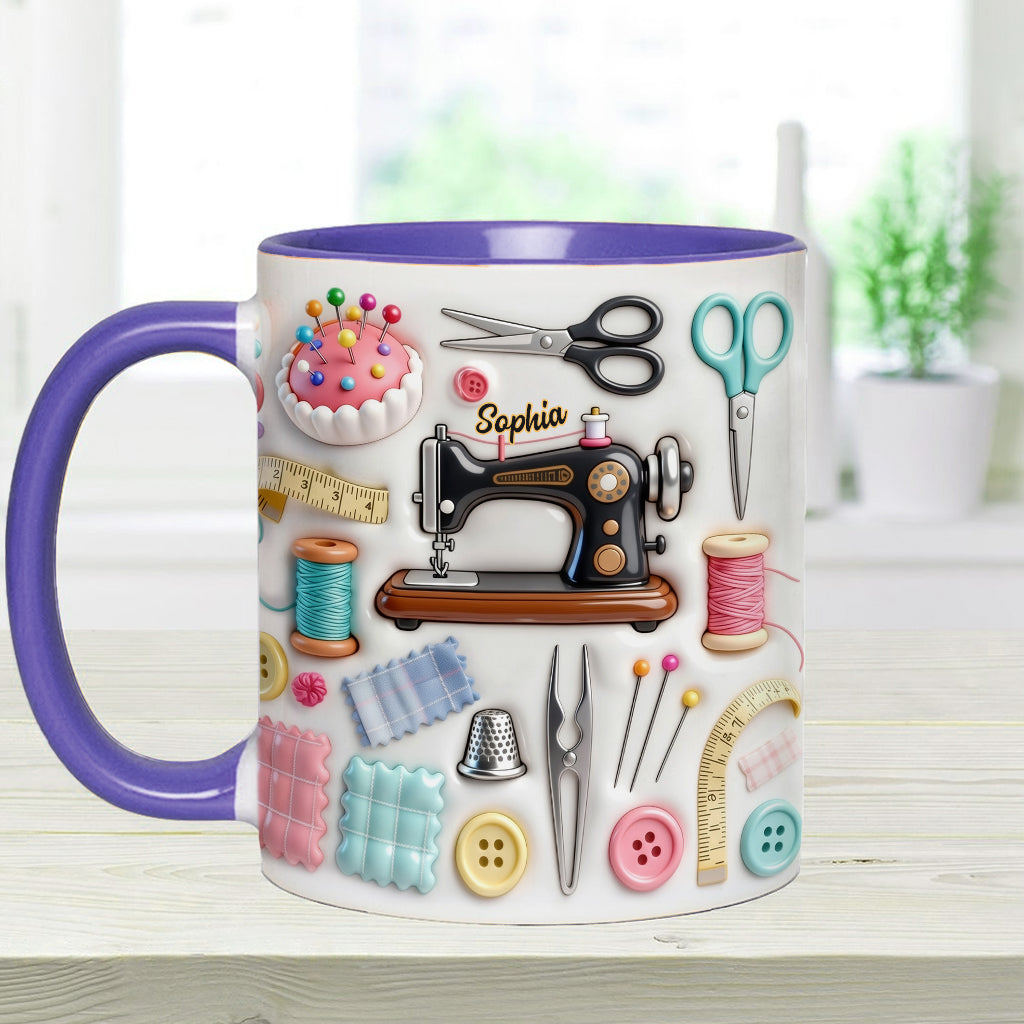 J'adore coudre - Mug et sous-verre personnalisés sur le thème de la couture