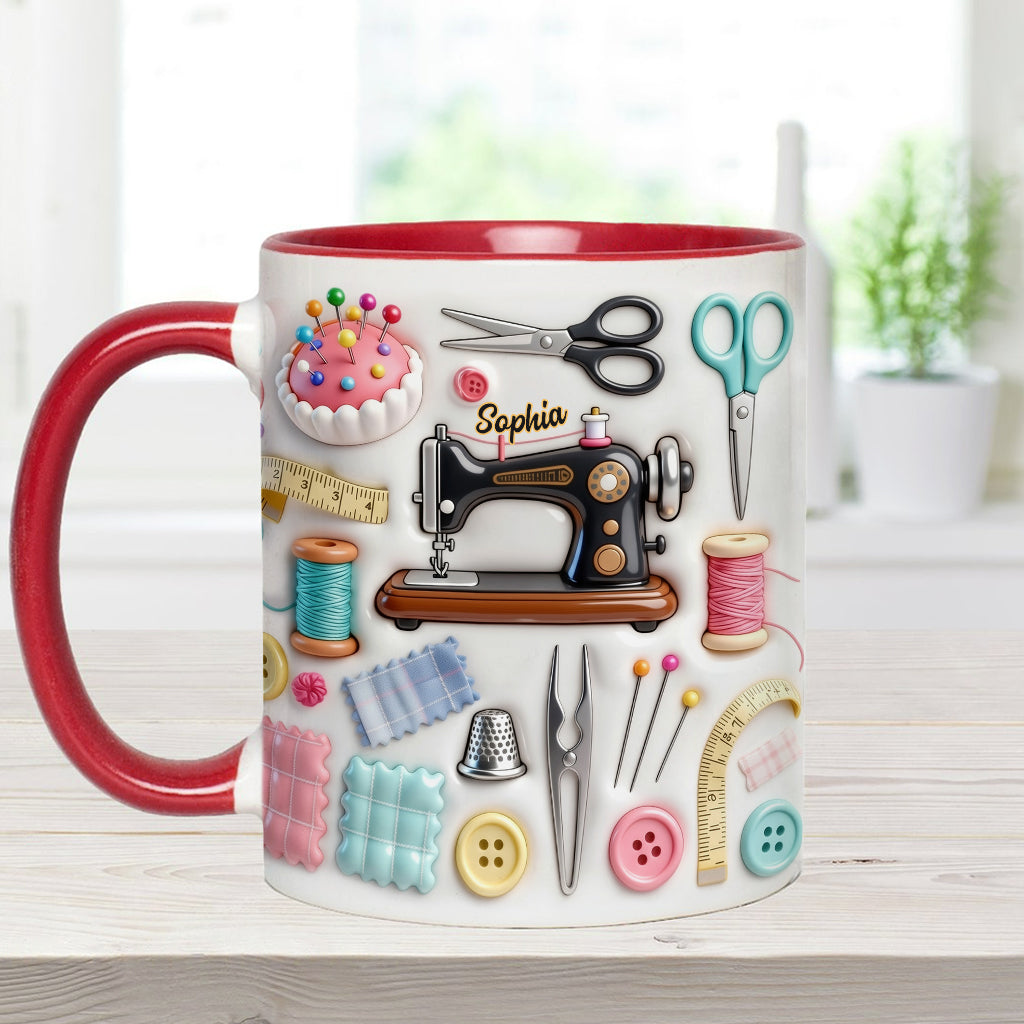 J'adore coudre - Mug et sous-verre personnalisés sur le thème de la couture