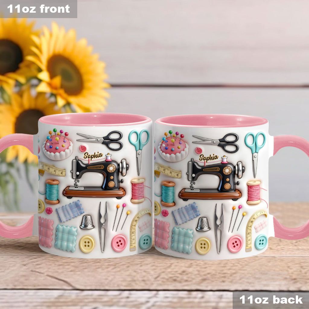 J'adore coudre - Mug et sous-verre personnalisés sur le thème de la couture