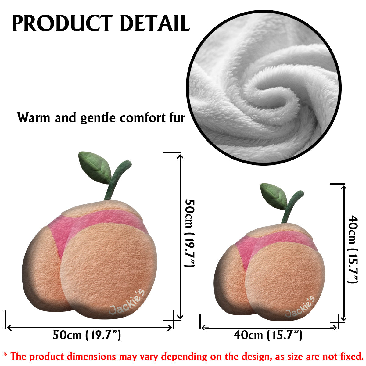 Coussin en fausse fourrure personnalisé en forme de pêche pour couple