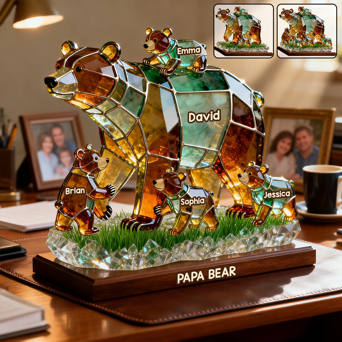 Meilleur Papa/Papi Fort Ours - Plaque Acrylique Personnalisée