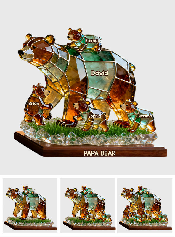 Meilleur Papa/Papi Fort Ours - Plaque Acrylique Personnalisée