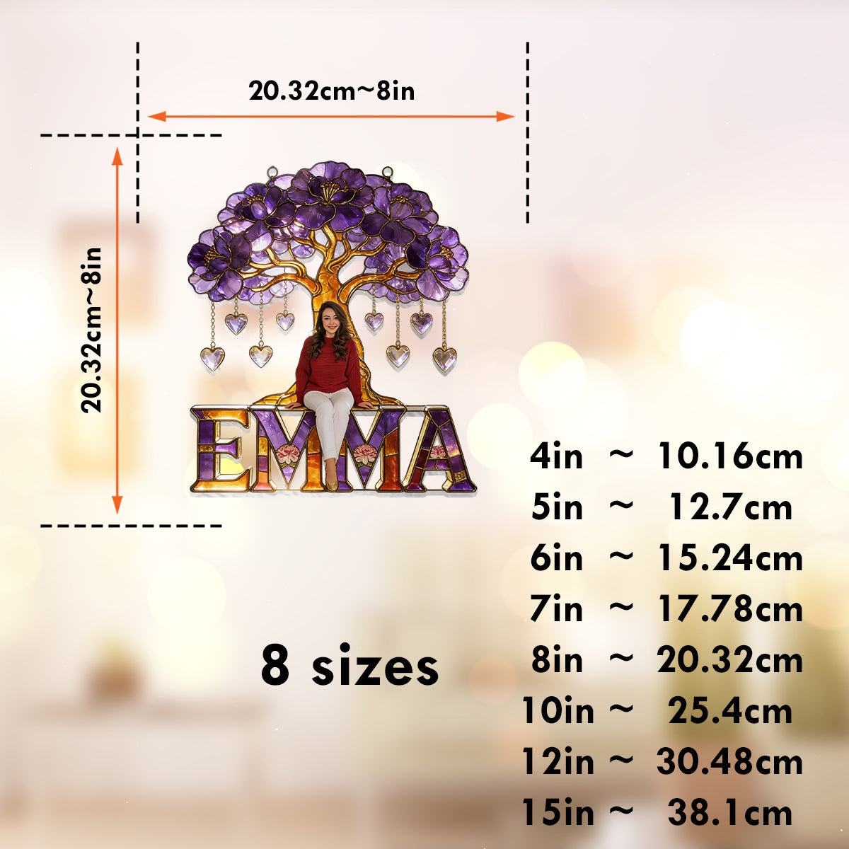 Fleur personnalisée avec photo pour votre anniversaire - Attrape-soleil décoratif à suspendre à la fenêtre, symbole d'amour-propre 