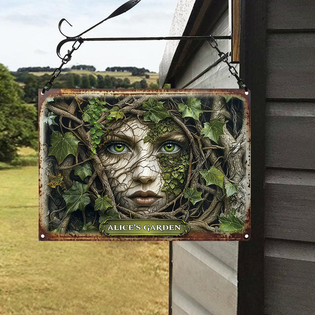 Bienvenue dans mon jardin - Panneau métallique rectangulaire personnalisé pour le jardinage