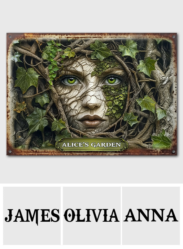 Bienvenue dans mon jardin - Panneau métallique rectangulaire personnalisé pour le jardinage