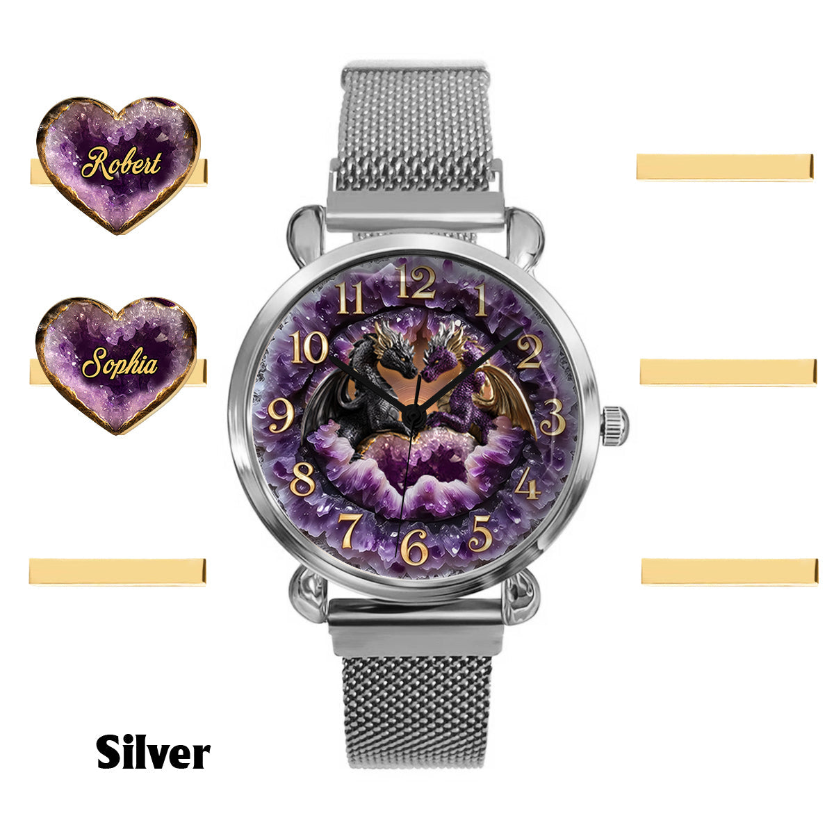 Toi et moi, on gère ! - Montre-bracelet personnalisée Dragon pour femme avec breloques pour bracelet