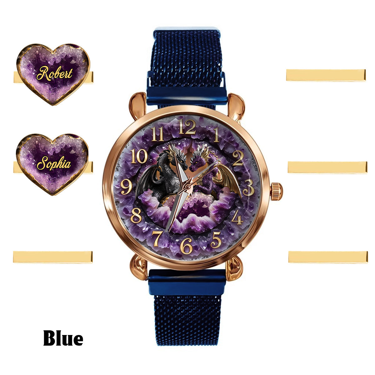Toi et moi, on gère ! - Montre-bracelet personnalisée Dragon pour femme avec breloques pour bracelet