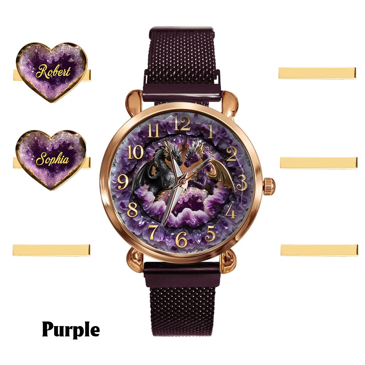 Toi et moi, on gère ! - Montre-bracelet personnalisée Dragon pour femme avec breloques pour bracelet