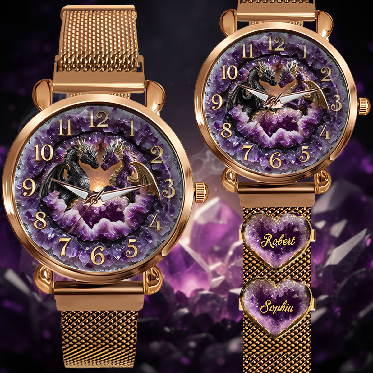 Toi et moi, on gère ! - Montre-bracelet personnalisée Dragon pour femme avec breloques pour bracelet