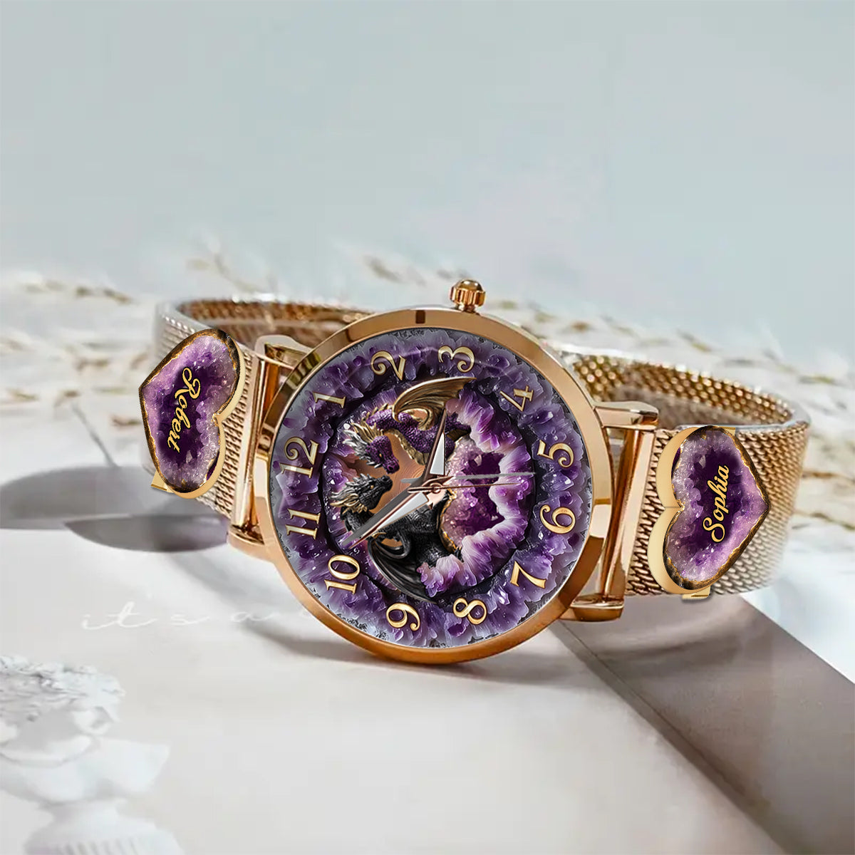 Toi et moi, on gère ! - Montre-bracelet personnalisée Dragon pour femme avec breloques pour bracelet