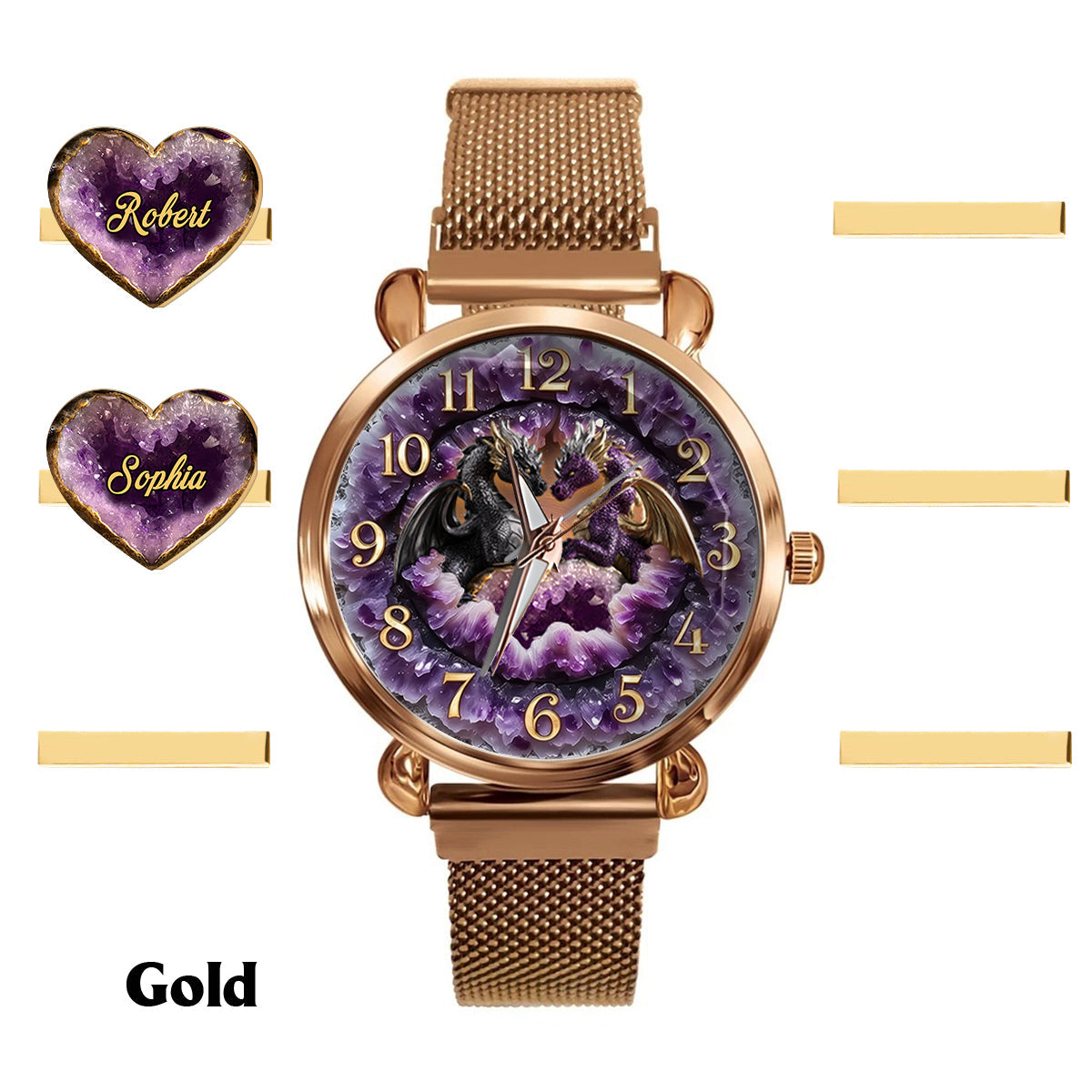 Toi et moi, on gère ! - Montre-bracelet personnalisée Dragon pour femme avec breloques pour bracelet