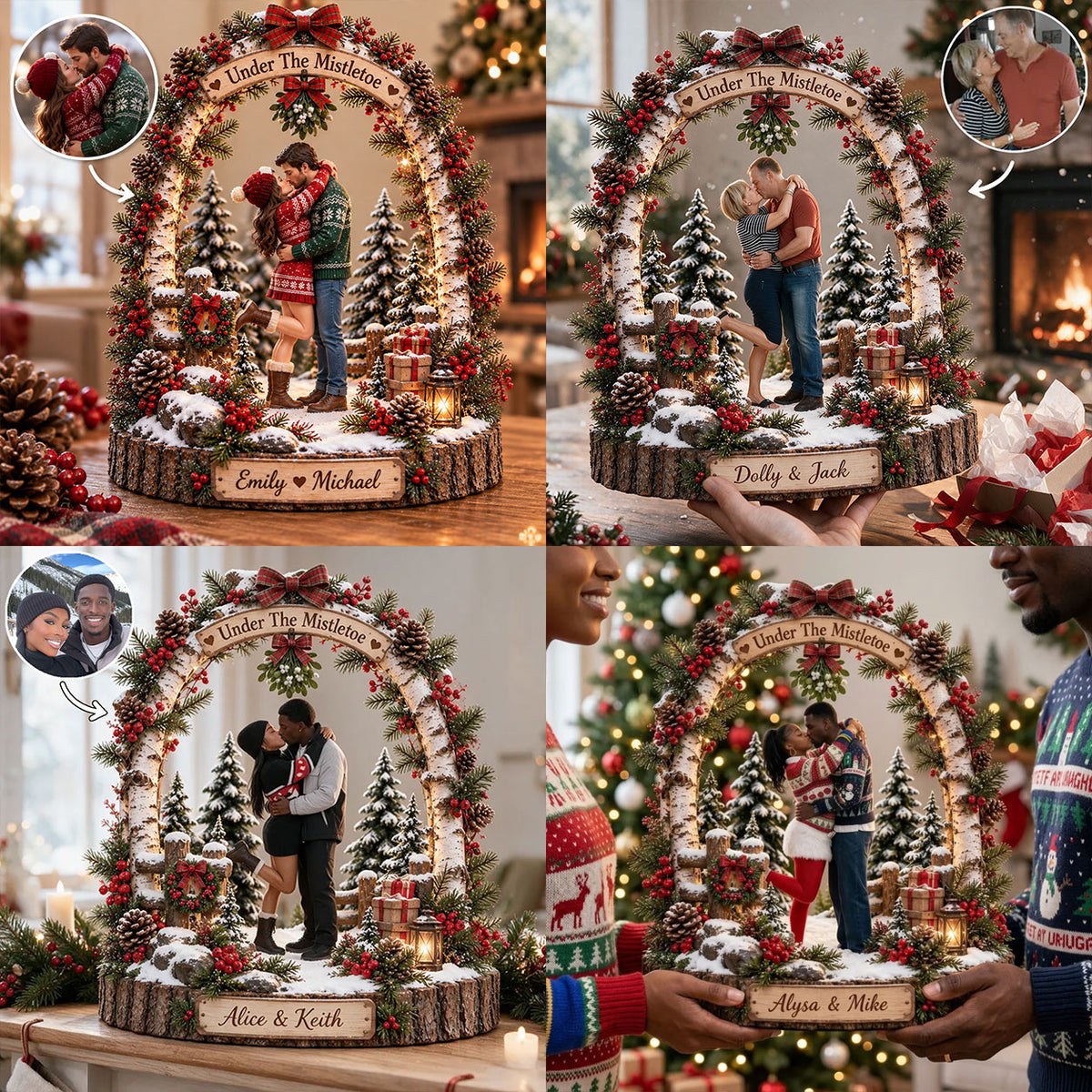 Under The Mistletoe - Personalized Couple 3D Plaque