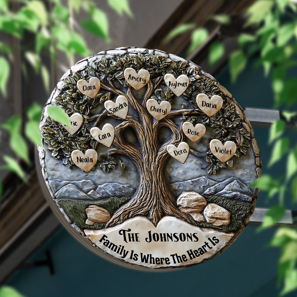 Joyeux Noël - Panneau métallique rond personnalisé pour la famille