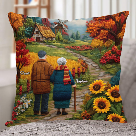 Couple Growing Old Together - Personalized Couple Throw Pillow