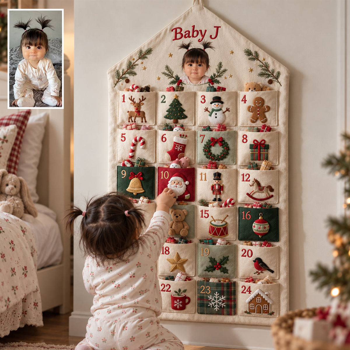 24 Days Of Christmas Joy - Personalized Kid Fabric Advent Calendar