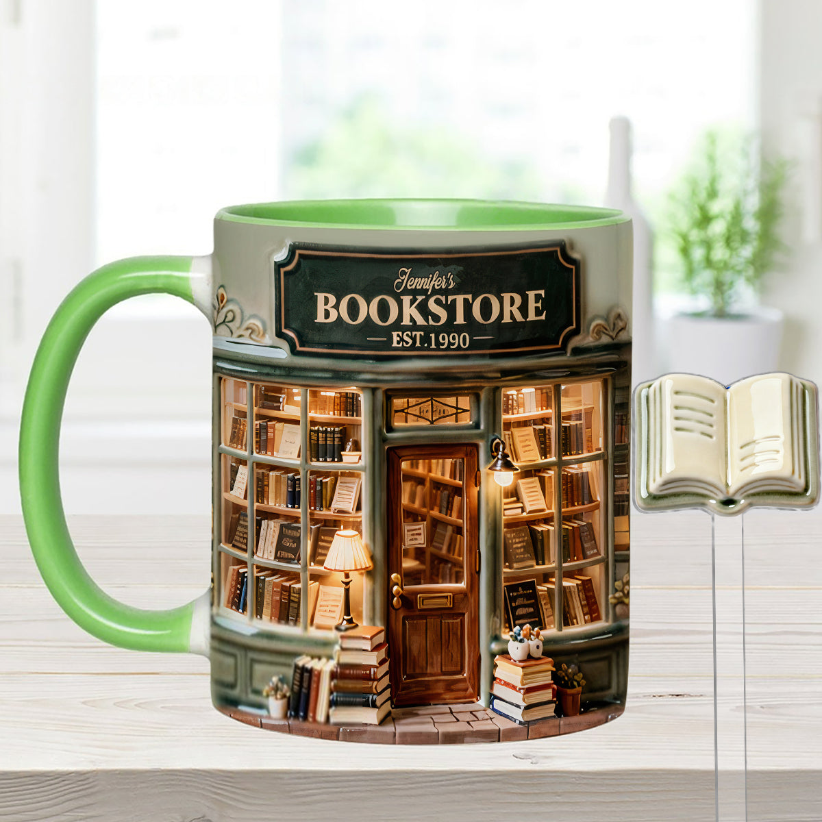 Coffret « Love Books » - Mug personnalisé avec agitateurs en acrylique