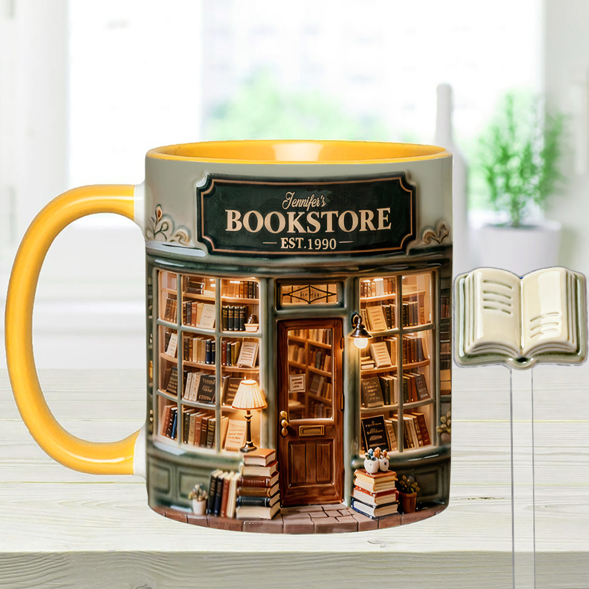 Coffret « Love Books » - Mug personnalisé avec agitateurs en acrylique