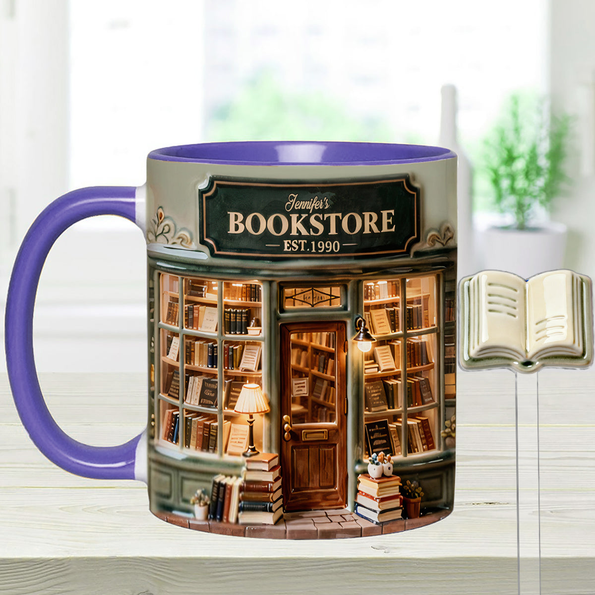 Coffret « Love Books » - Mug personnalisé avec agitateurs en acrylique