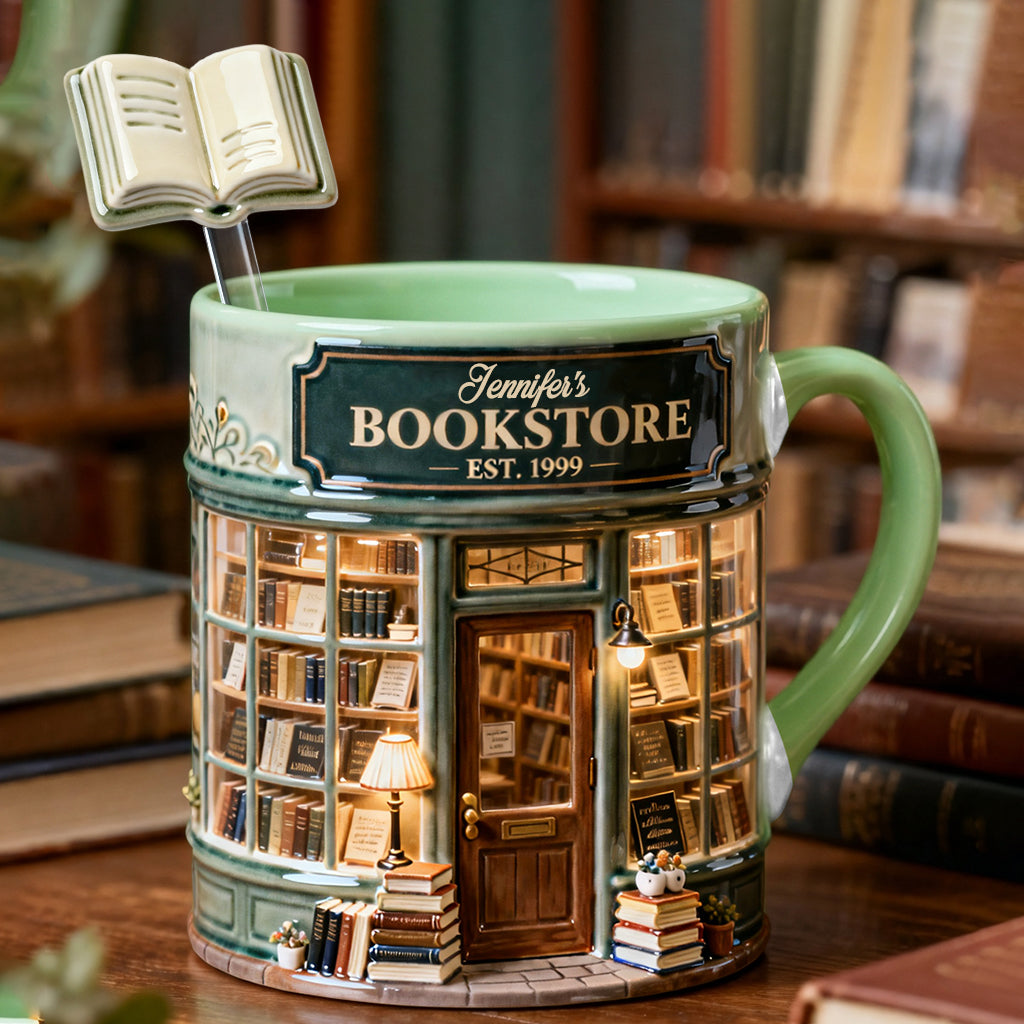 Coffret « Love Books » - Mug personnalisé avec agitateurs en acrylique