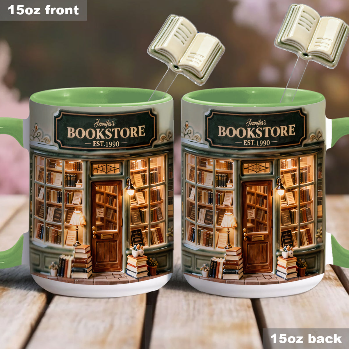Coffret « Love Books » - Mug personnalisé avec agitateurs en acrylique